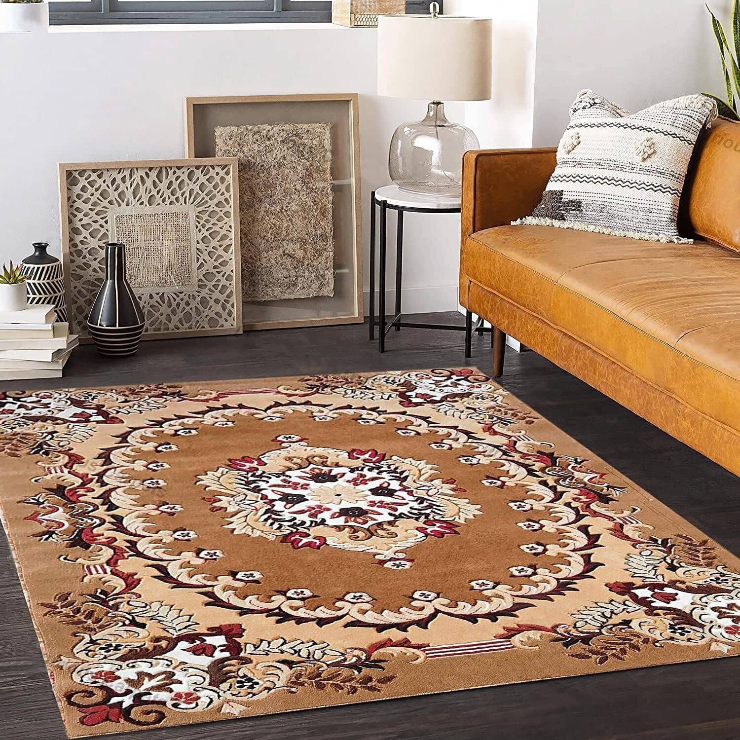     			ANABIA CARPET Gold Silk Carpet Ethnic Other Sizes Ft