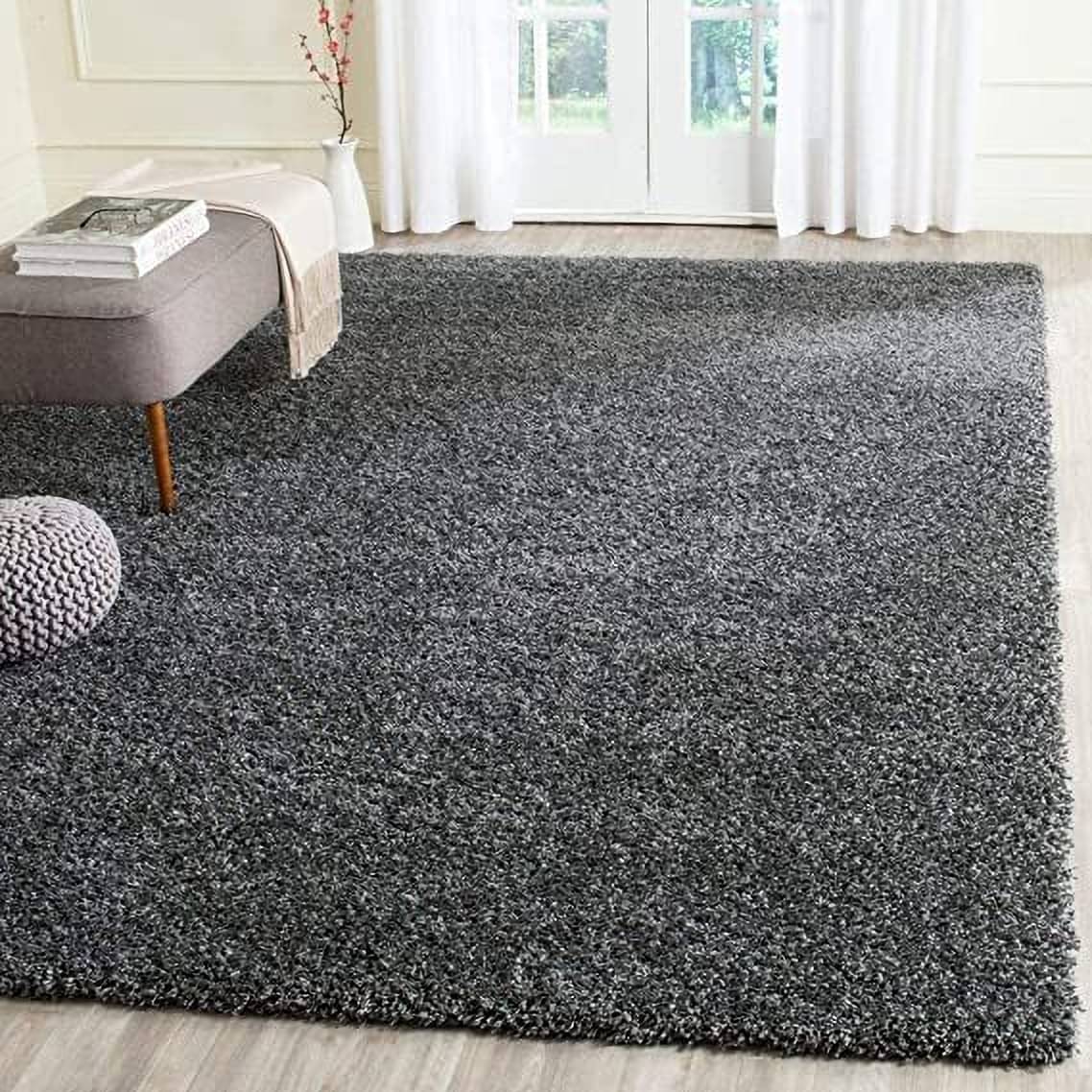     			ANABIA CARPET Gray Polyester Carpet Plain 3x5 Ft