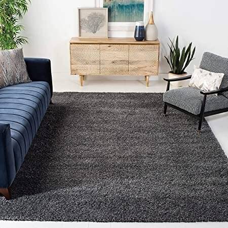     			ANABIA CARPET Gray Polyester Carpet Plain 3x5 Ft