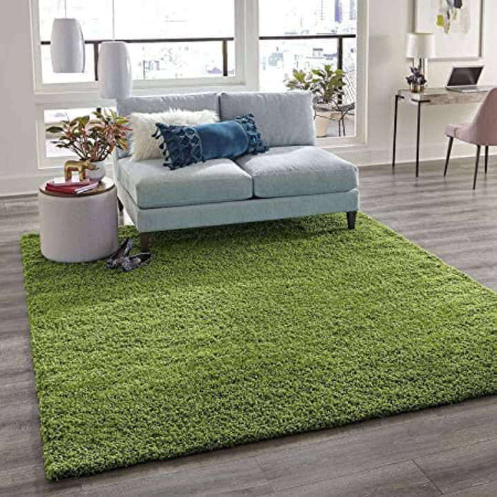     			ANABIA CARPET Green Polyester Carpet Plain 3x5 Ft