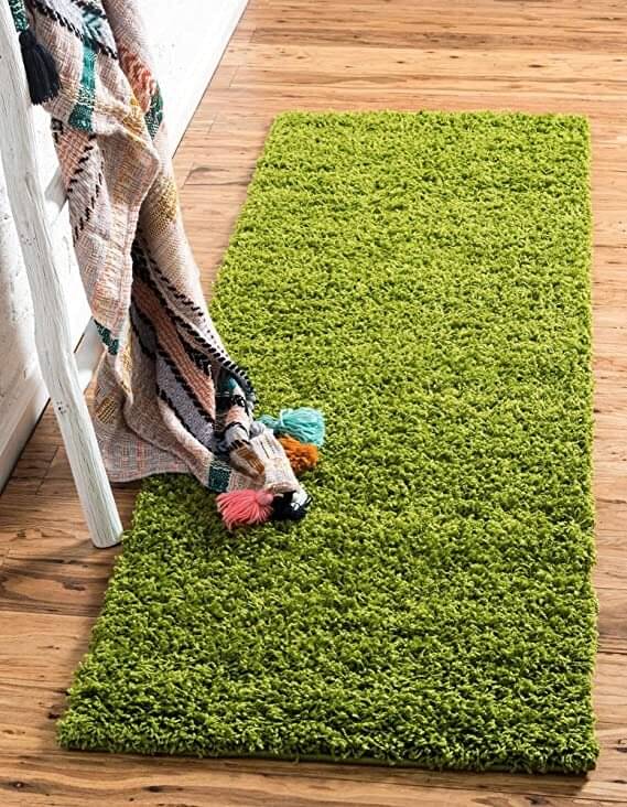     			ANABIA CARPET Green Polyester Carpet Plain 2x6 Ft