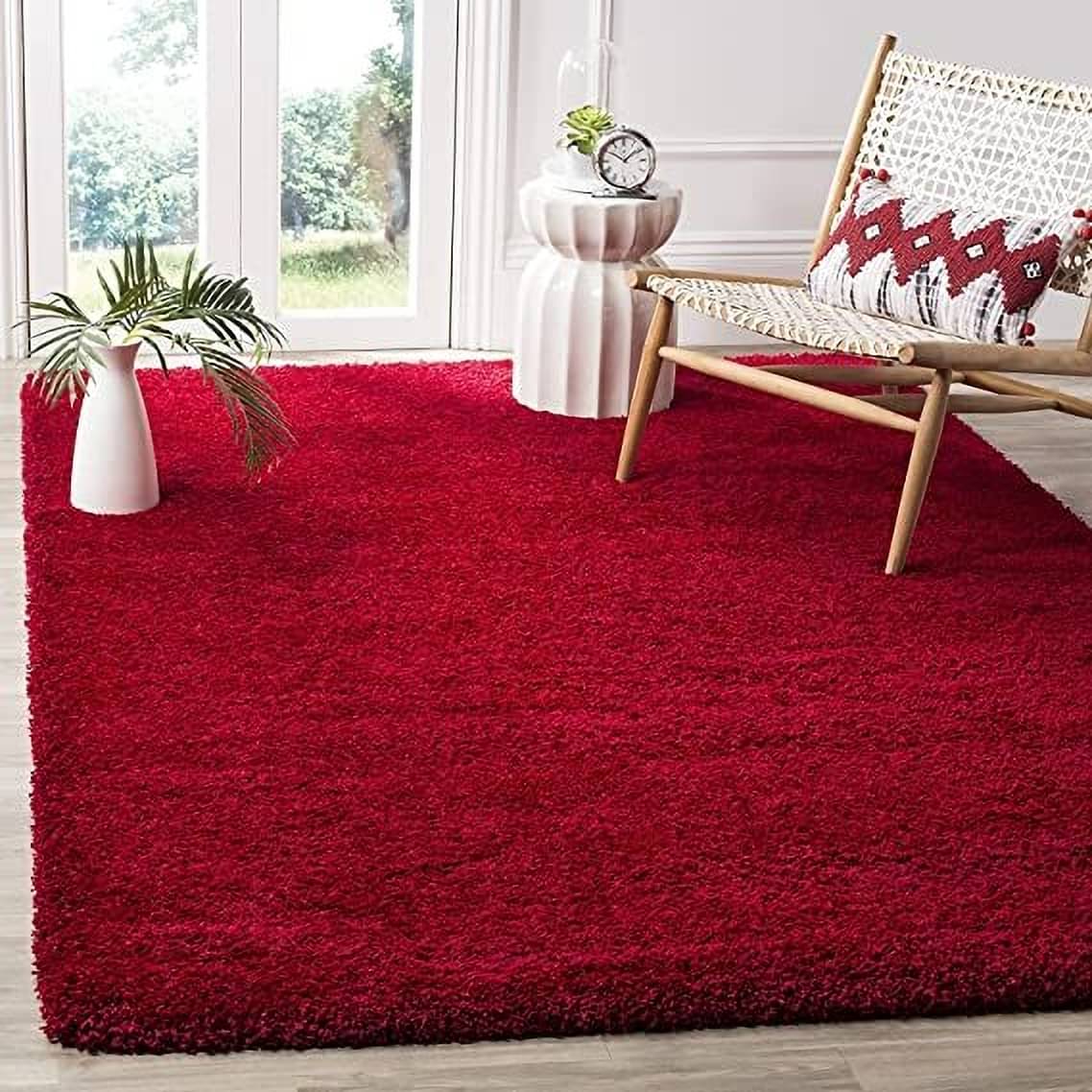     			ANABIA CARPET Red Polyester Carpet Plain 3x5 Ft