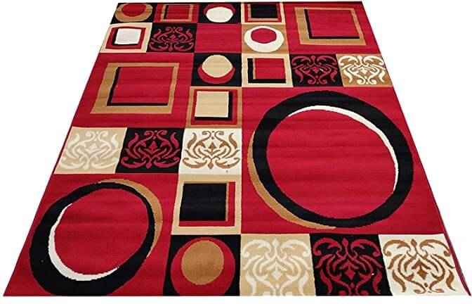     			ANABIA CARPET Red Silk Carpet Geometrical 5x7 Ft