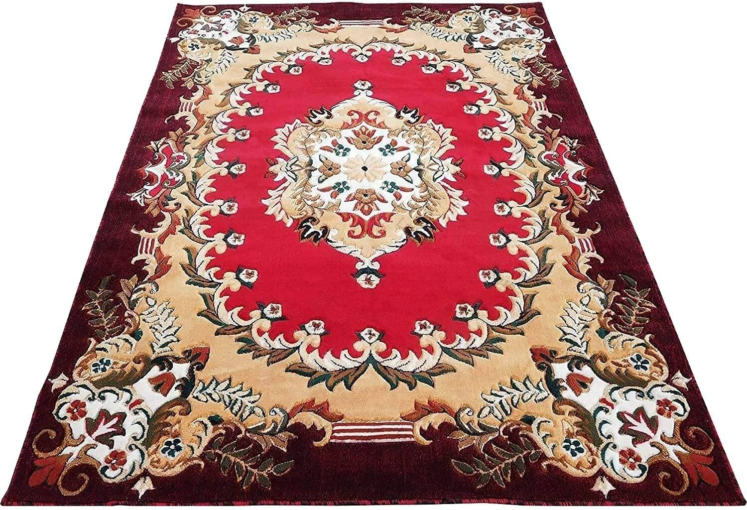     			ANABIA CARPET Red Silk Carpet Floral Other Sizes Ft