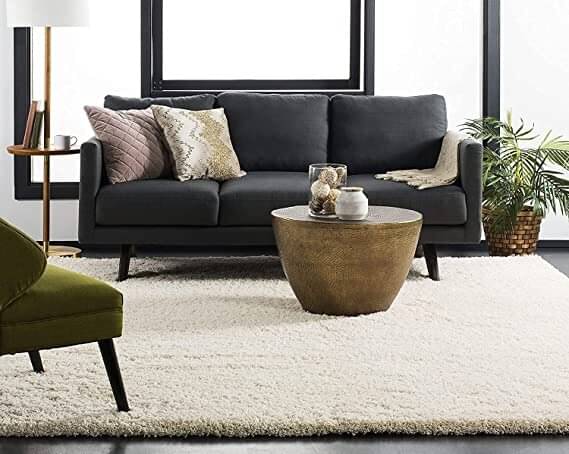    			ANABIA CARPET White Polyester Carpet Plain 3x5 Ft