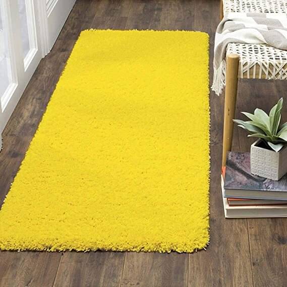     			ANABIA CARPET Yellow Polyester Carpet Plain 2x6 Ft
