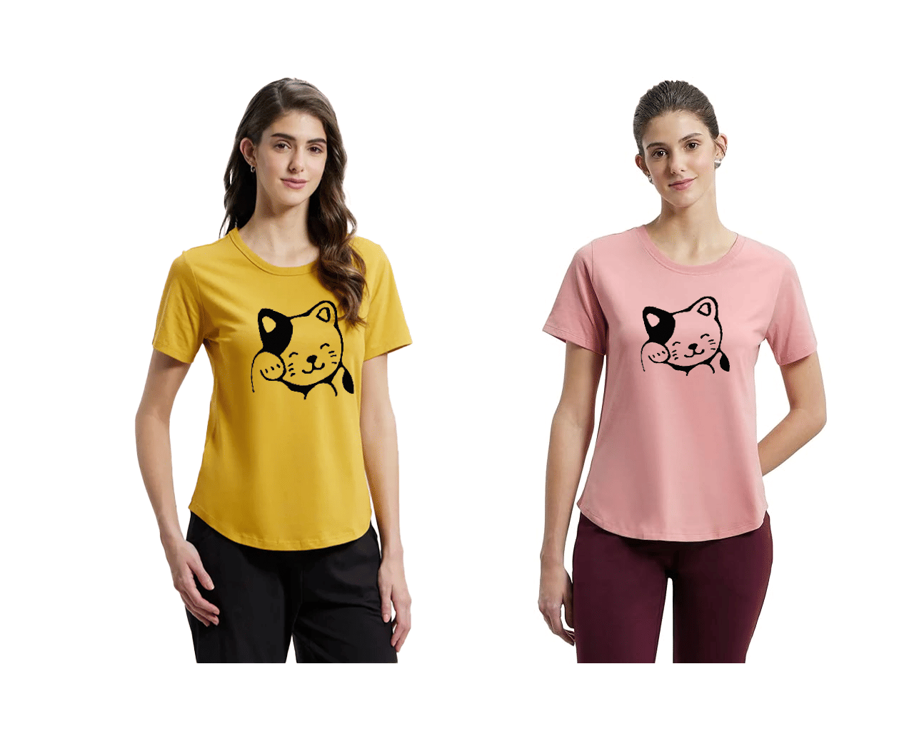 ATIGIANO APPAREL Multi Color Polyester Lycra Tees - Pack of 2 ATIGIANO APPAREL Multi Color Polyester Lycra Tees - Pack of 2
