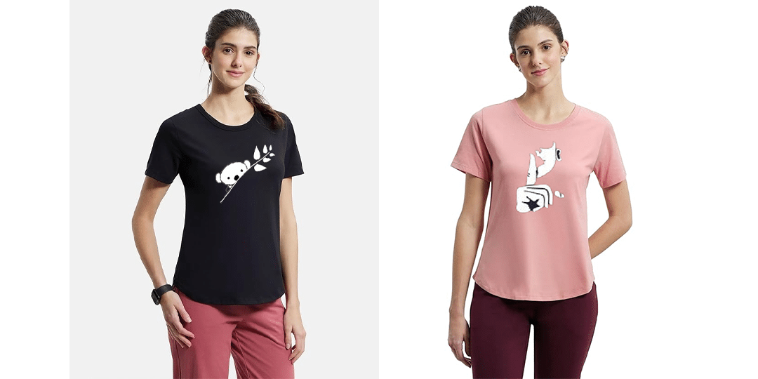     			ATIGIANO APPAREL Multi Color Polyester Lycra Tees - Pack of 2