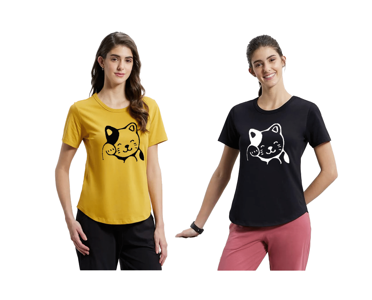     			ATIGIANO APPAREL Multi Color Polyester Lycra Tees - Pack of 2