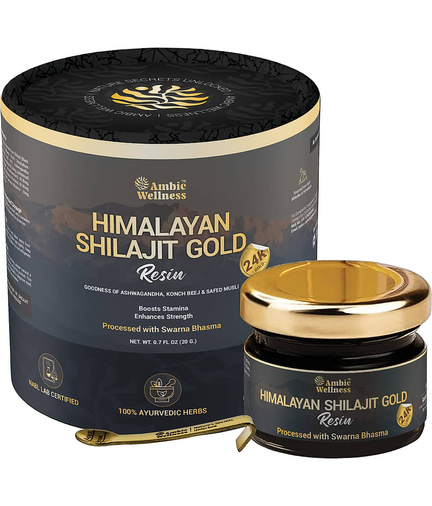 Ambic Wellness Himalayan Shilajit Gold Resin I With 24 Carat Gold For Performance & Stamina - 20gm