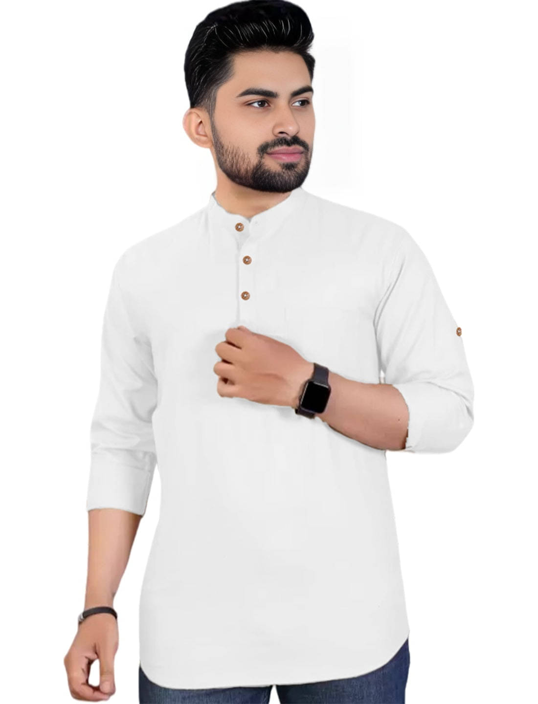     			Apektra White Cotton Blend Men's Shirt Style Kurta ( Pack of 1 )