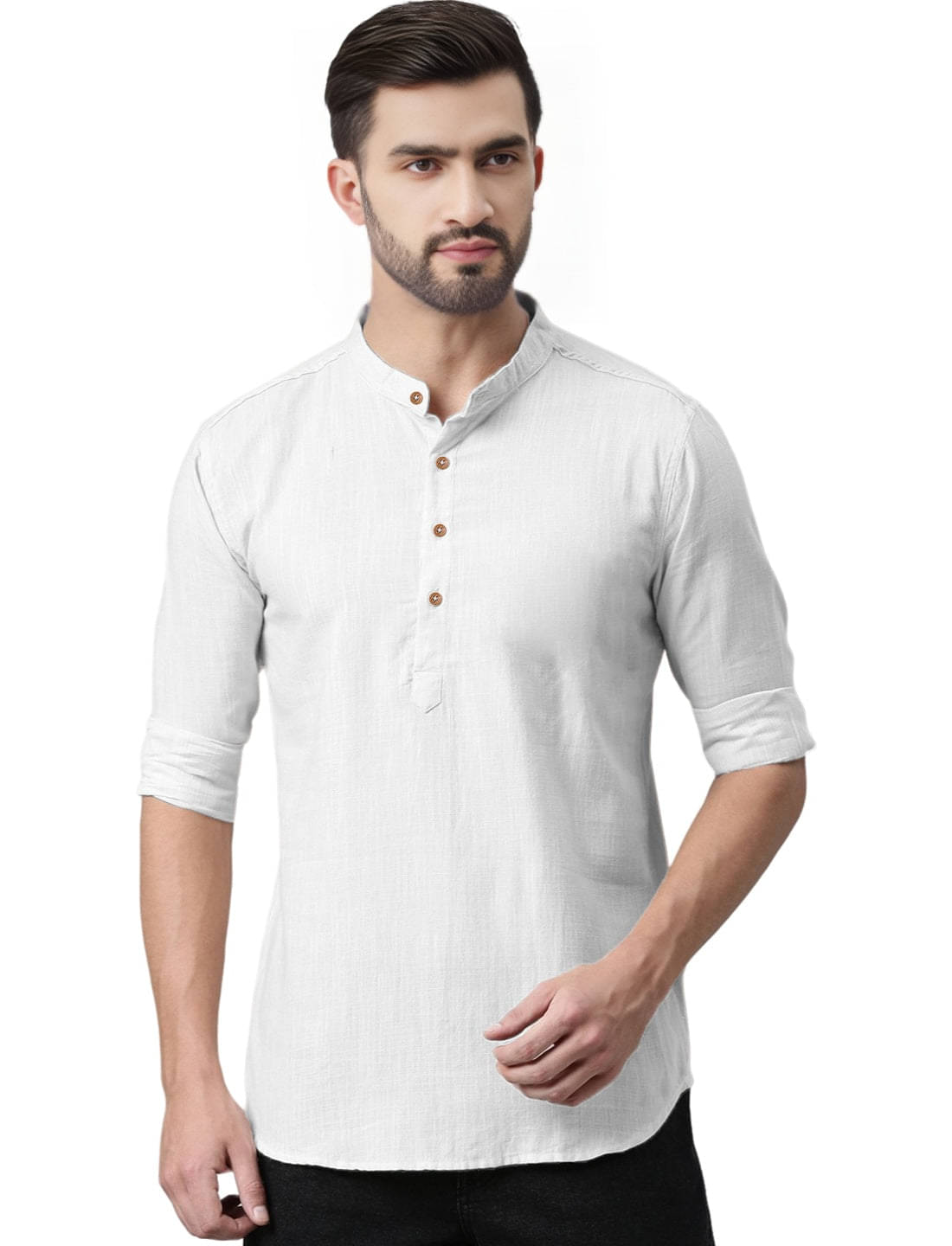 Apektra White Cotton Blend Men's Shirt Style Kurta ( Pack of 1 ) Apektra White Cotton Blend Men's Shirt Style Kurta ( Pack of 1 )
