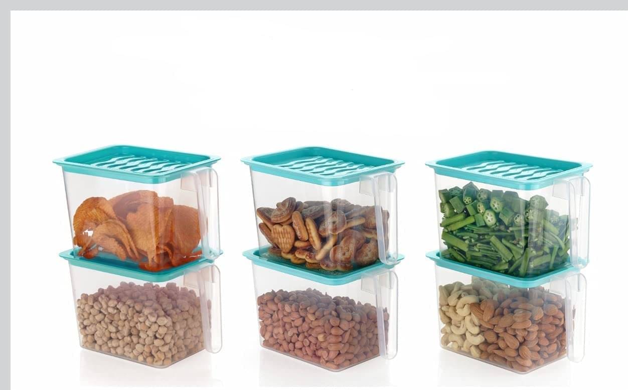     			BRANZY Fridge Containers Plastic Light Blue Food Container ( Set of 6 )