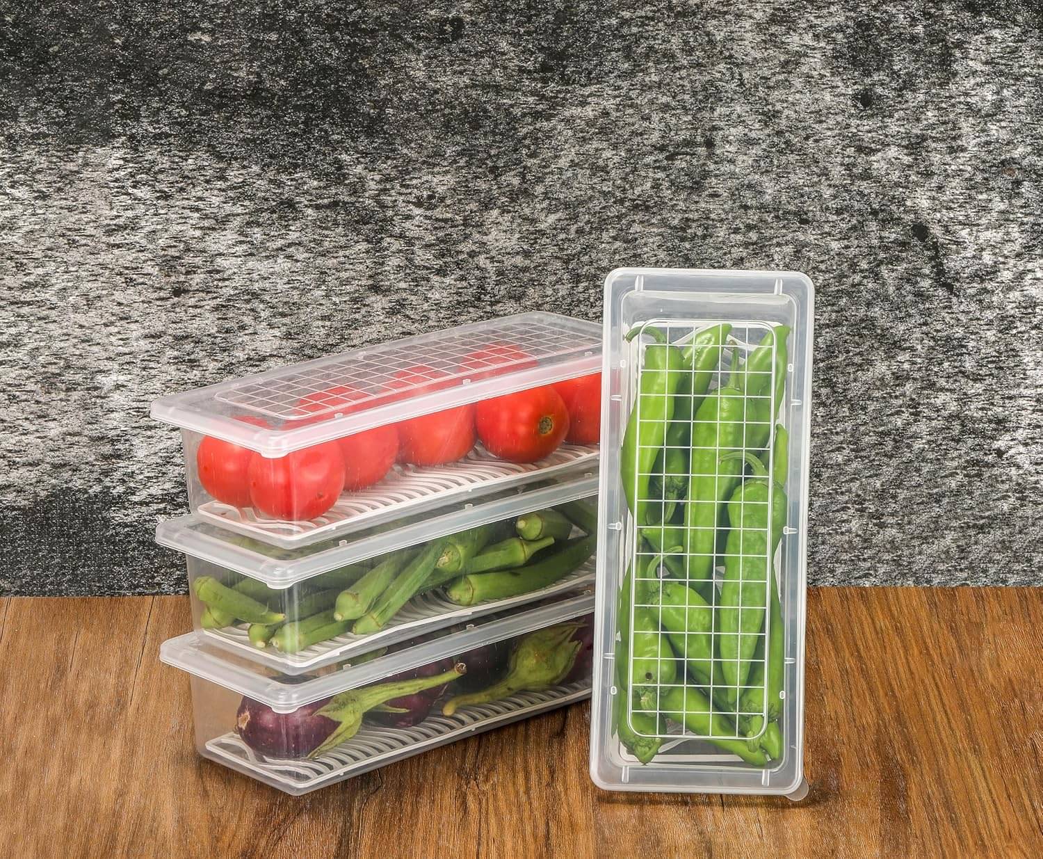 BRANZY Fridge  Containers Plastic Transparent Food Container ( Set of 4 )     			BRANZY Fridge  Containers Plastic Transparent Food Container ( Set of 4 )