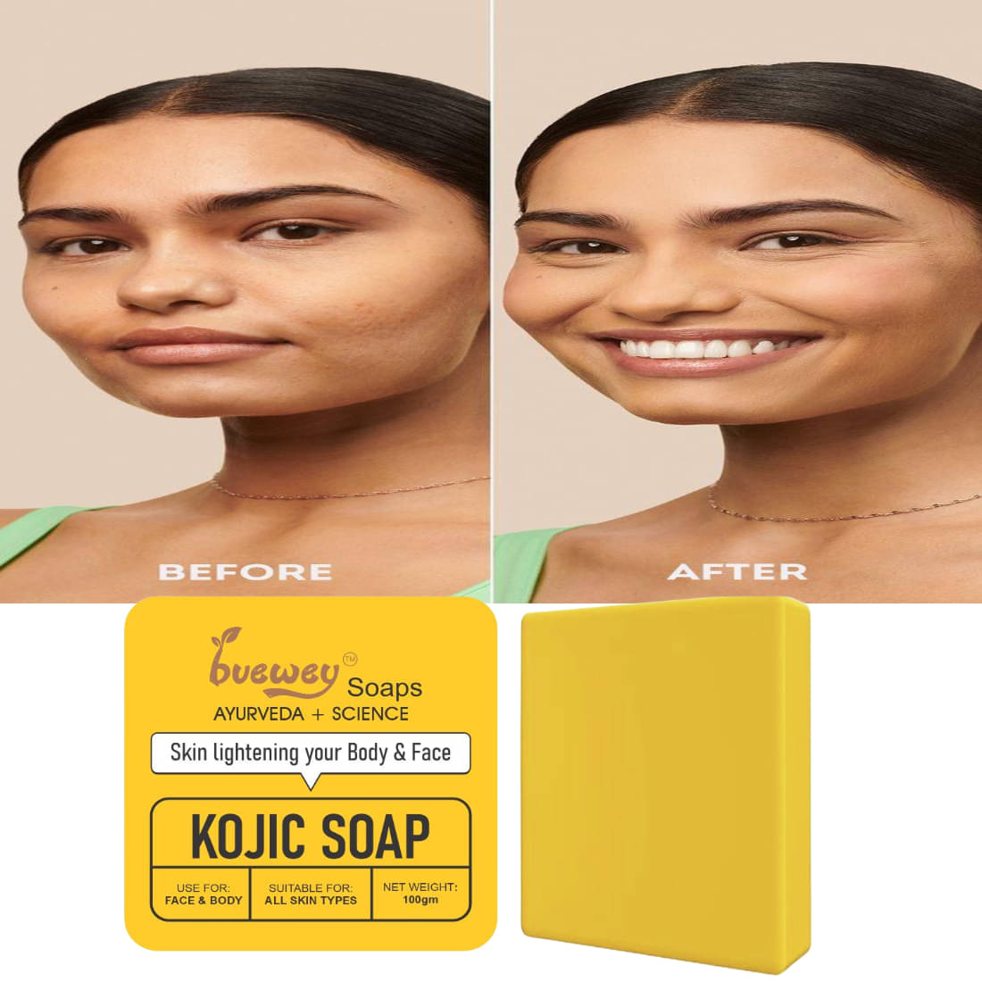     			BUEWEY Beauty Kojic Acid soap Soap for All Skin Type ( Pack of 1 )