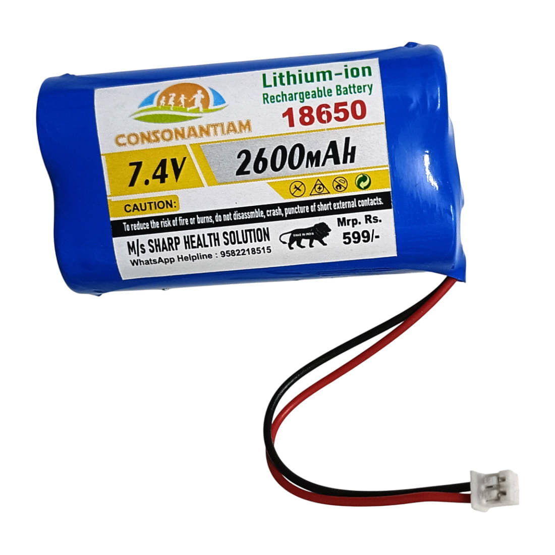 CONSONANTIAM 7.4V 2600mAh Lithium ion Gold 18650 Lithium ion Rechargeable Battery Pack 2-Cell 7.4V Battery Pack for DIY Robotics GPS mp4 Tablet PC Drones Project Work Industrial Equipment CONSONANTIAM 7.4V 2600mAh Lithium ion Gold 18650 Lithium ion Rechargeable Battery Pack 2-Cell 7.4V Battery Pack for DIY Robotics GPS mp4 Tablet PC Drones Project Work Industrial Equipment