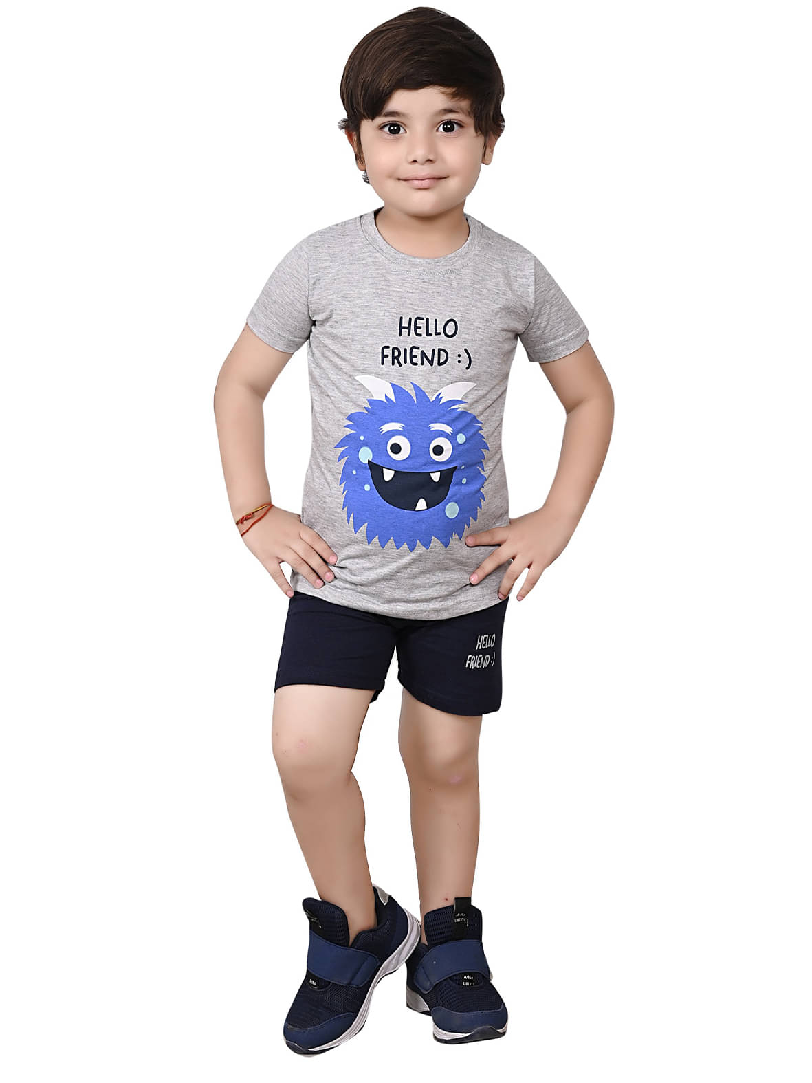     			CUSHEE Pack of 1 Unisex Cotton T-Shirt & Shorts Set ( Grey )