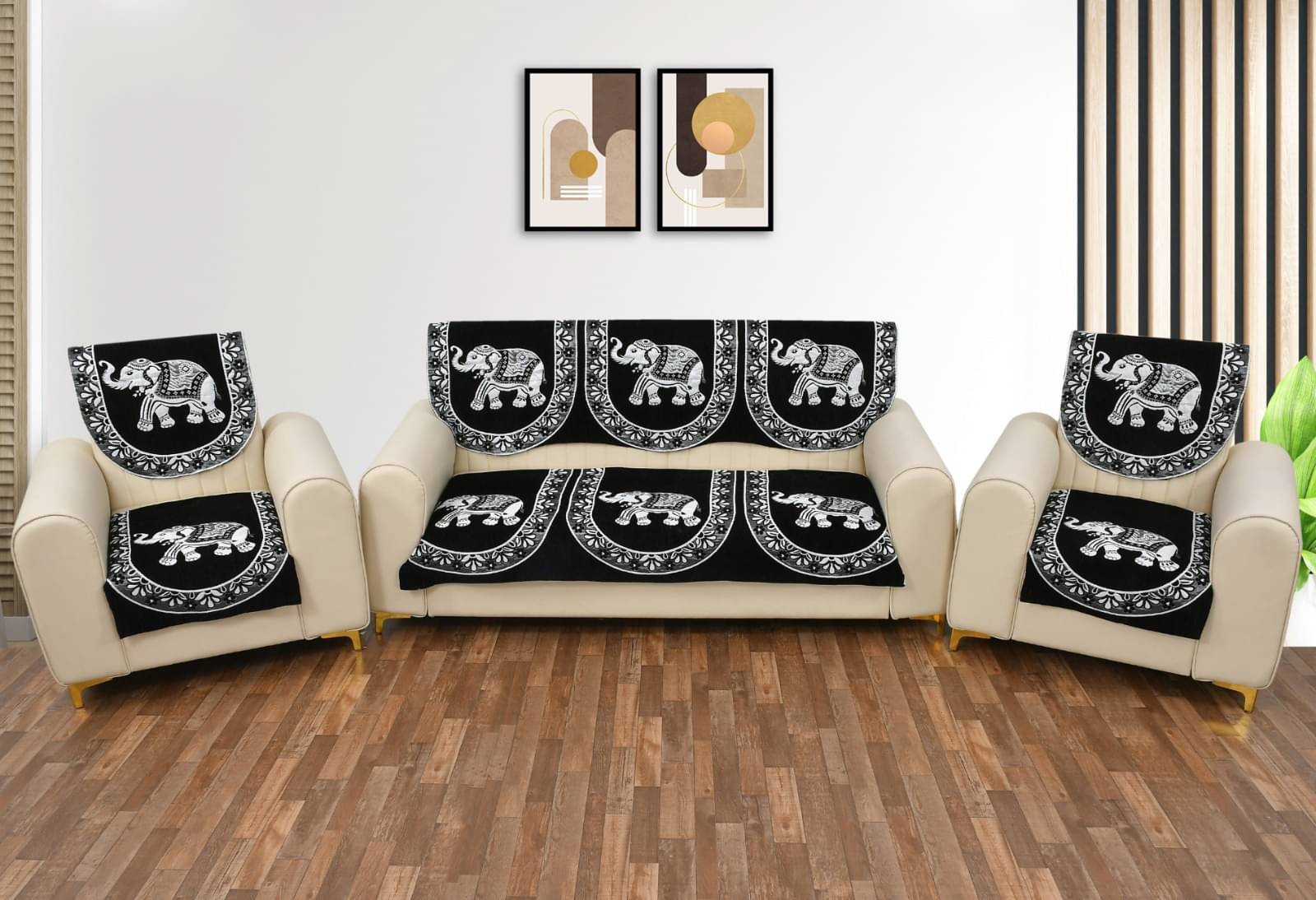     			FURNISHING HUT 5 Seater Chenille Sofa Cover Set ( Pack of 1 )