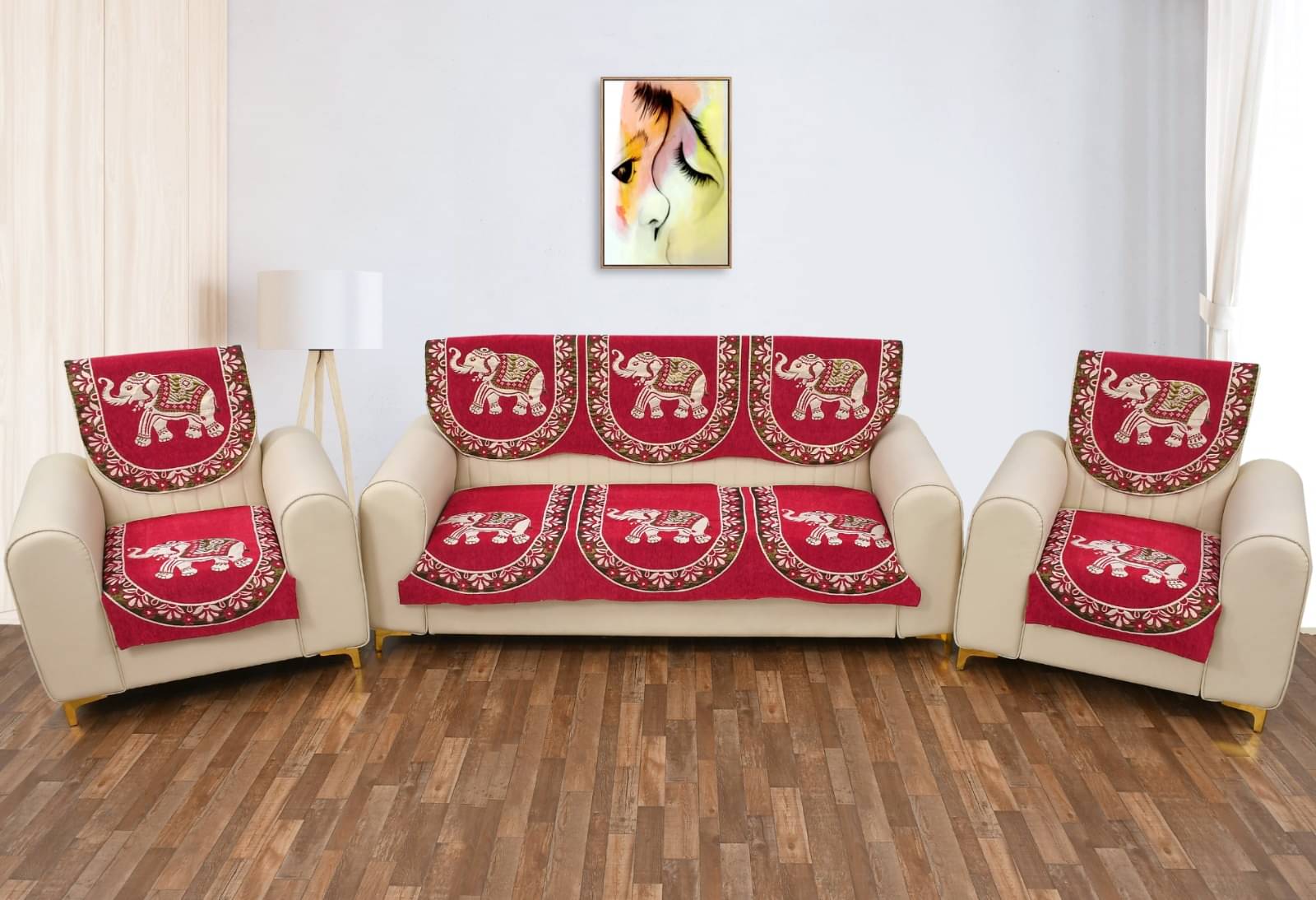     			FURNISHING HUT 5 Seater Chenille Sofa Cover Set ( Pack of 1 )