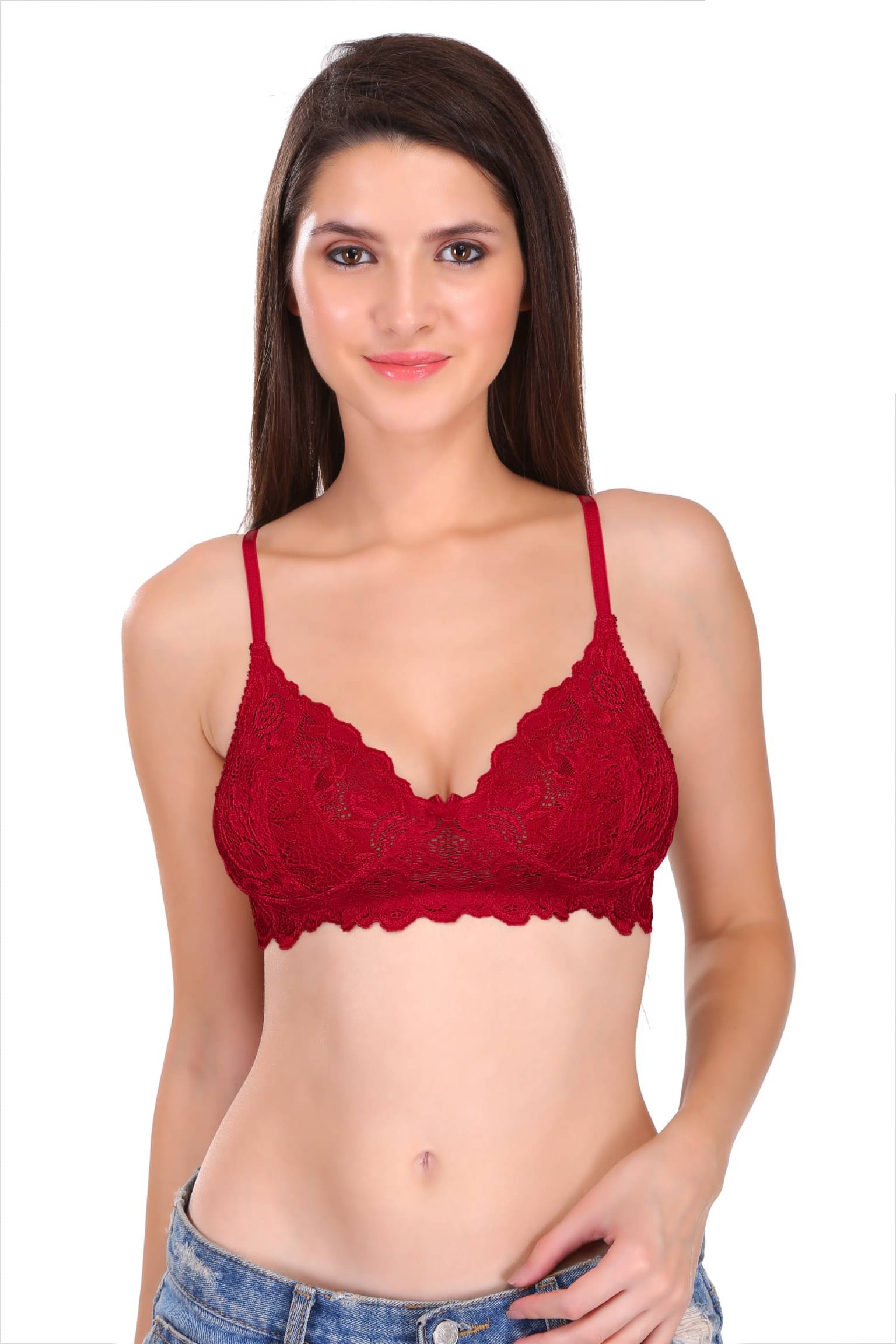 Featherline Pack of 1 Lace Non Padded T-Shirt Bra For Women ( Maroon ) Featherline Pack of 1 Lace Non Padded T-Shirt Bra For Women ( Maroon )
