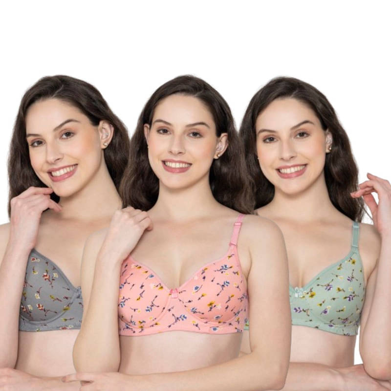 Funahme Pack of 3 Cotton Lightly Padded T-Shirt Bra For Women ( Multicolor15 )     			Funahme Pack of 3 Cotton Lightly Padded T-Shirt Bra For Women ( Multicolor15 )