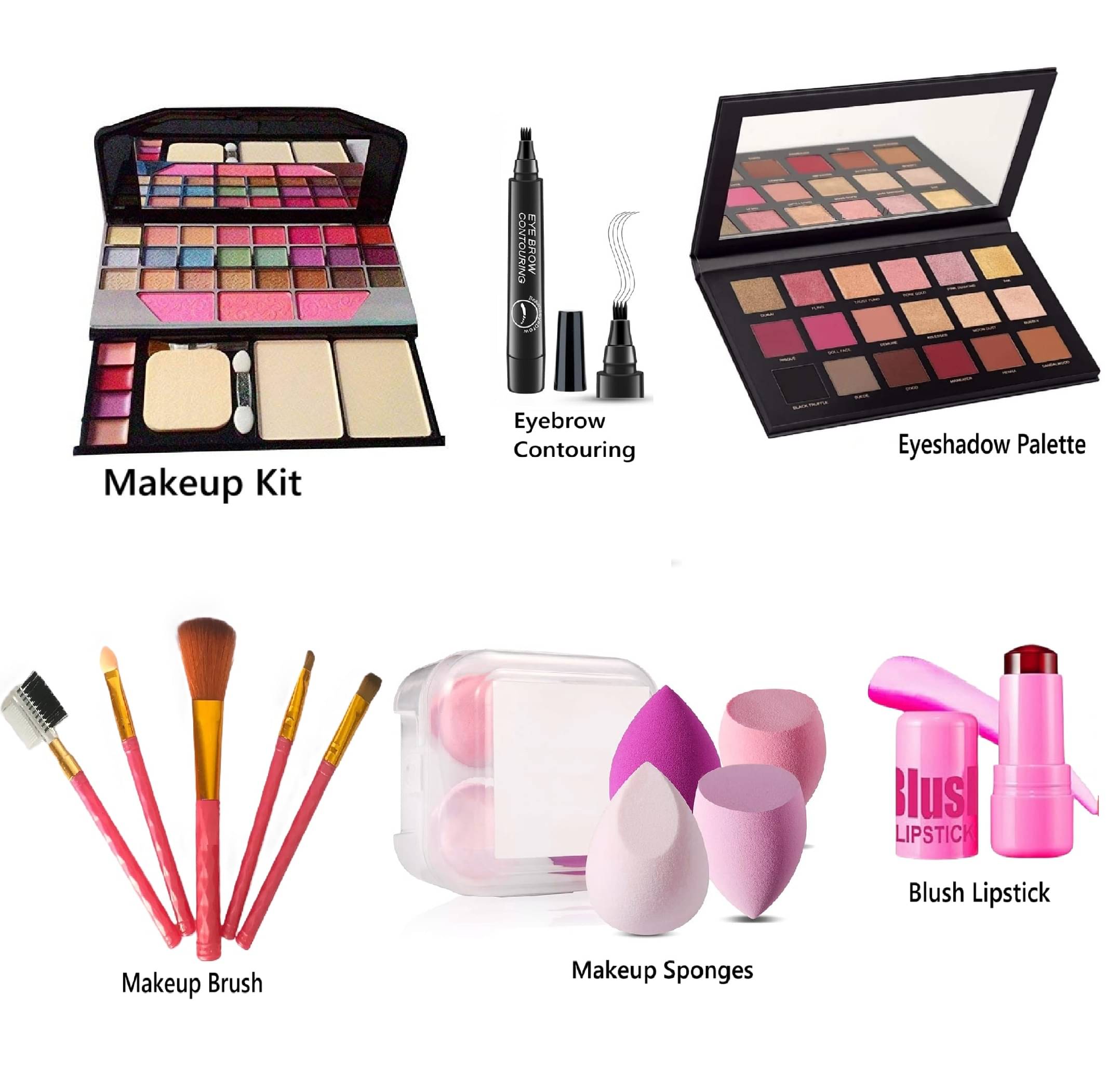 GABANA Makeup Kit ( Makeup Kit, Eyebrow Pen,Eyeshadow Palette, 5 Brush, 4 Puffs in Box, Blush Combo of 6 ) GABANA Makeup Kit ( Makeup Kit, Eyebrow Pen,Eyeshadow Palette, 5 Brush, 4 Puffs in Box, Blush Combo of 6 )