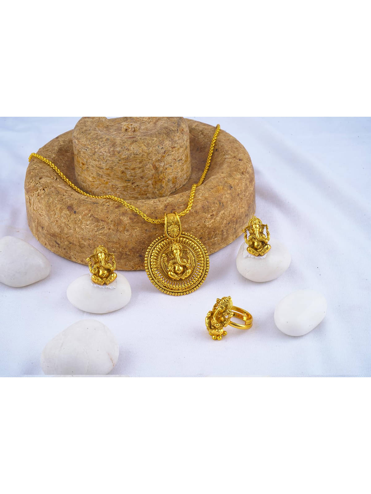     			JFL - Jewellery For Less Gold Pendant ( Pack of 4 )