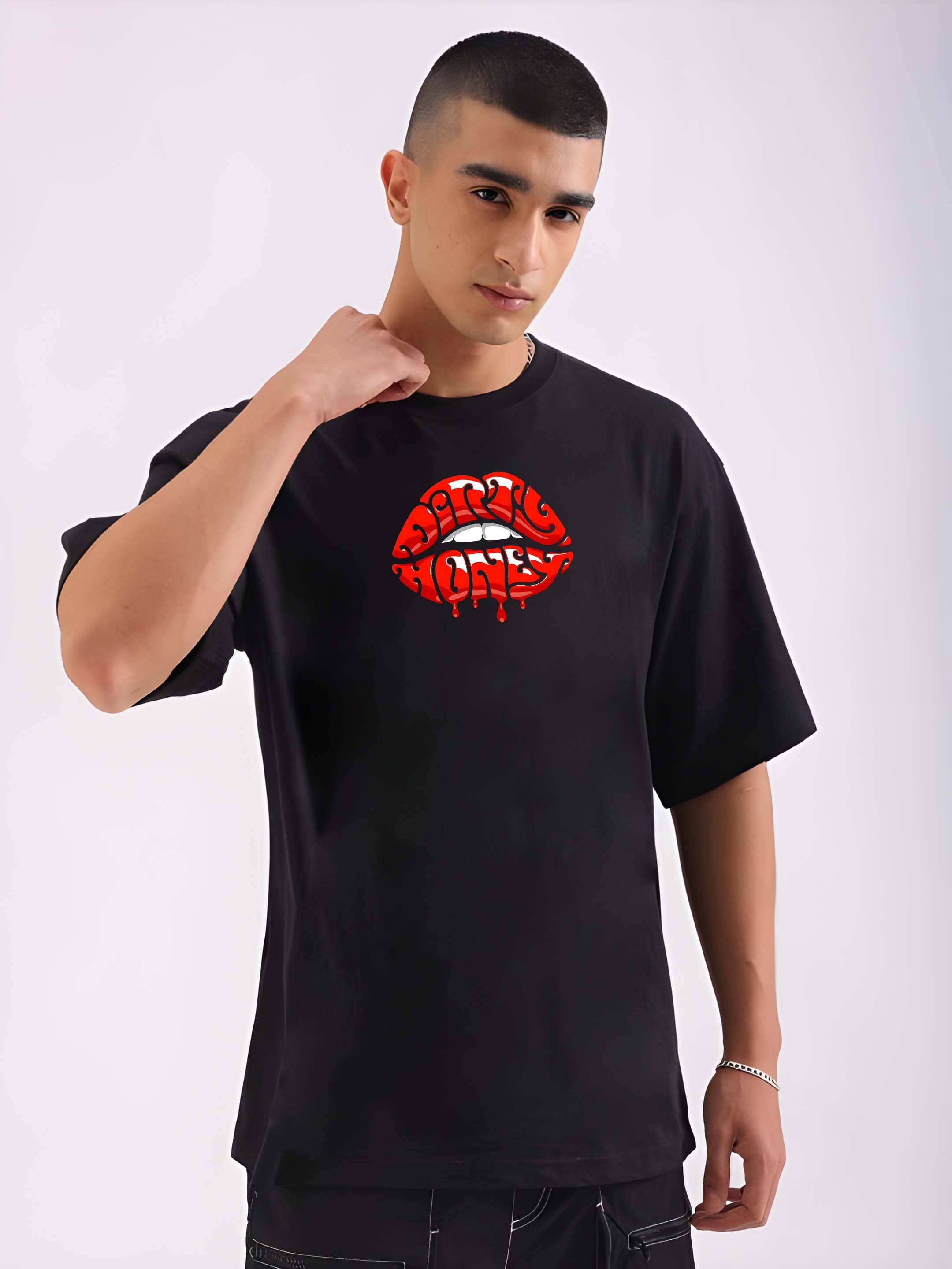 Kaido 100% Cotton Oversized Fit Self Design Half Sleeves Men's Round T-Shirt - Black ( Pack of 1 ) Kaido 100% Cotton Oversized Fit Self Design Half Sleeves Men's Round T-Shirt - Black ( Pack of 1 )