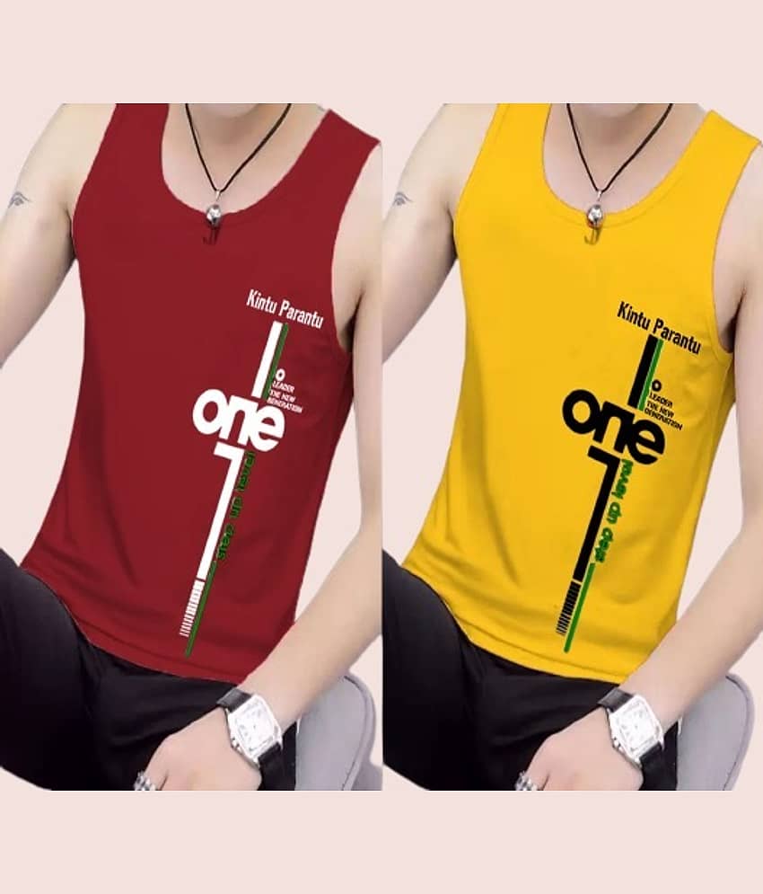 Kintu Parantu Pack of 2 Polyester Basic Vest For Men ( Multicolor2 ) - Nightwear & Loungewear | Buy online on ZillyBuy