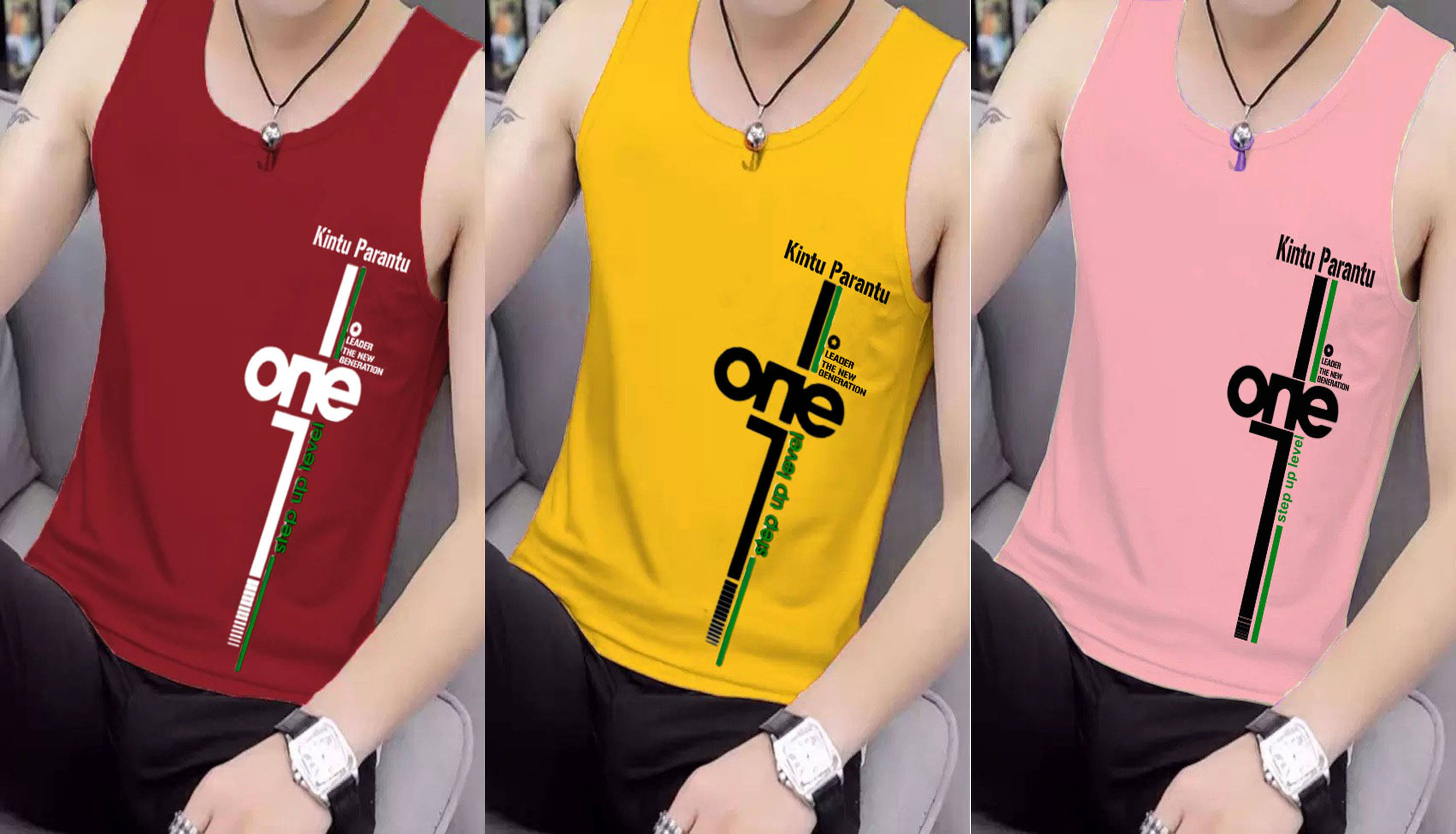 Kintu Parantu Pack of 3 Polyester Basic Vest For Men ( Multicolor13 ) Kintu Parantu Pack of 3 Polyester Basic Vest For Men ( Multicolor13 )