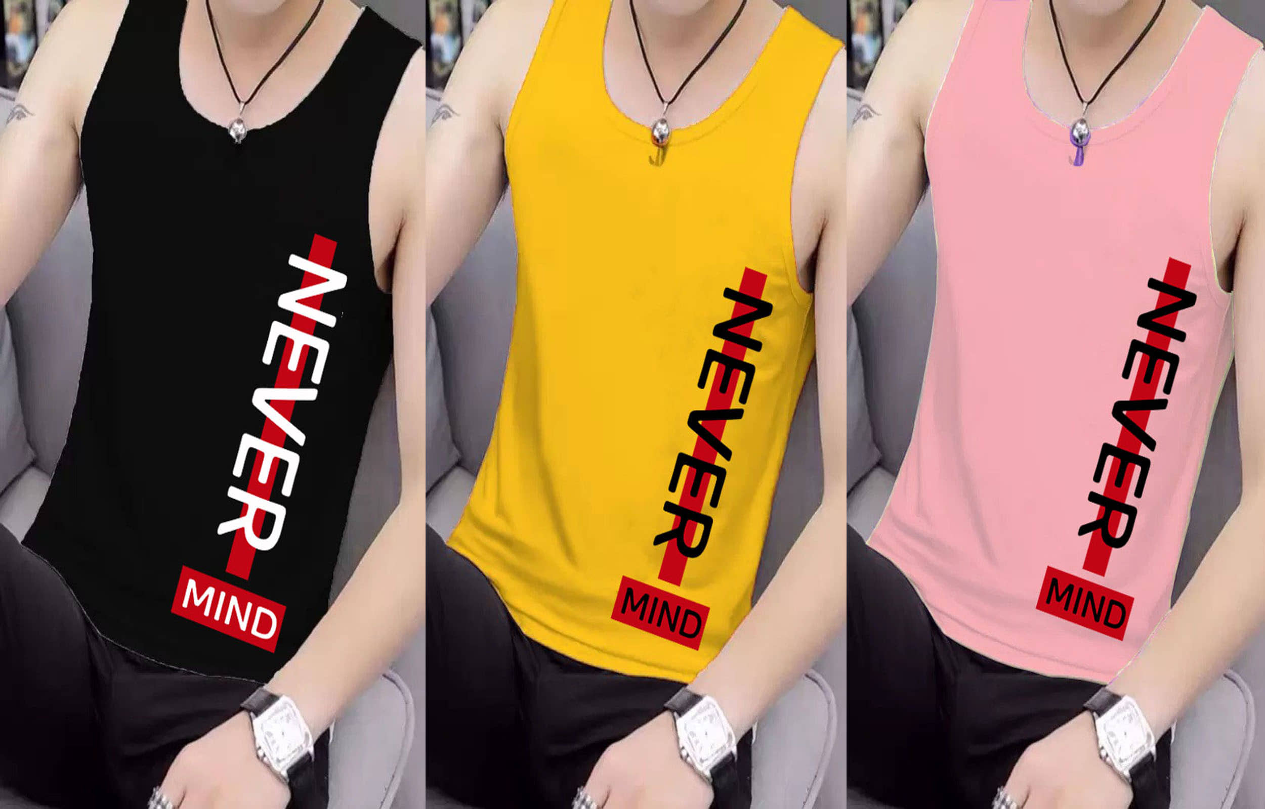 Kintu Parantu Pack of 3 Polyester Basic Vest For Men ( Multicolor1 ) - Nightwear & Loungewear | Buy online on ZillyBuy