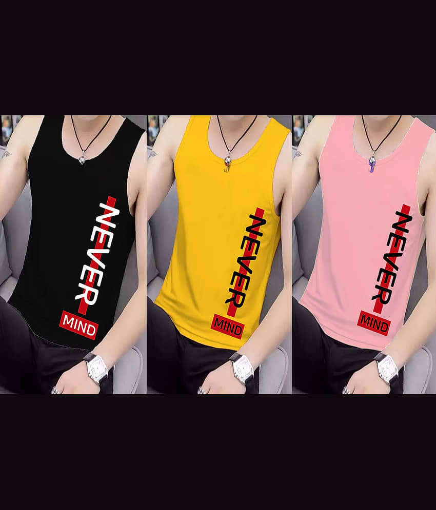 Kintu Parantu Pack of 3 Polyester Basic Vest For Men ( Multicolor1 ) - Nightwear & Loungewear | Buy online on ZillyBuy