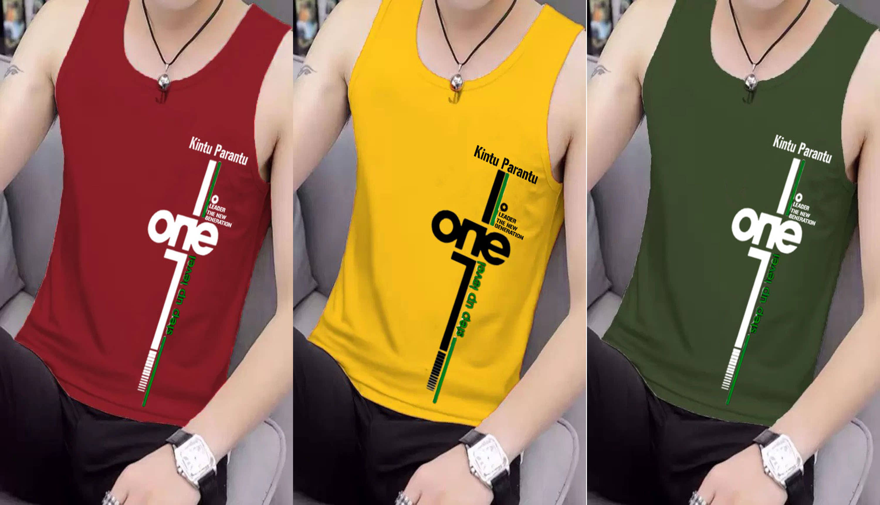 Kintu Parantu Pack of 3 Polyester Basic Vest For Men ( Multicolor12 ) - Nightwear & Loungewear | Buy online on ZillyBuy