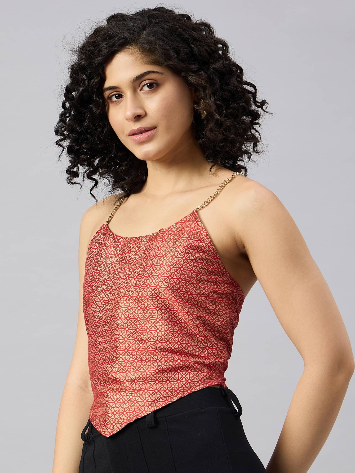 Kuwarii Women's Satin Regular Top ( Red )     			Kuwarii Women's Satin Regular Top ( Red )