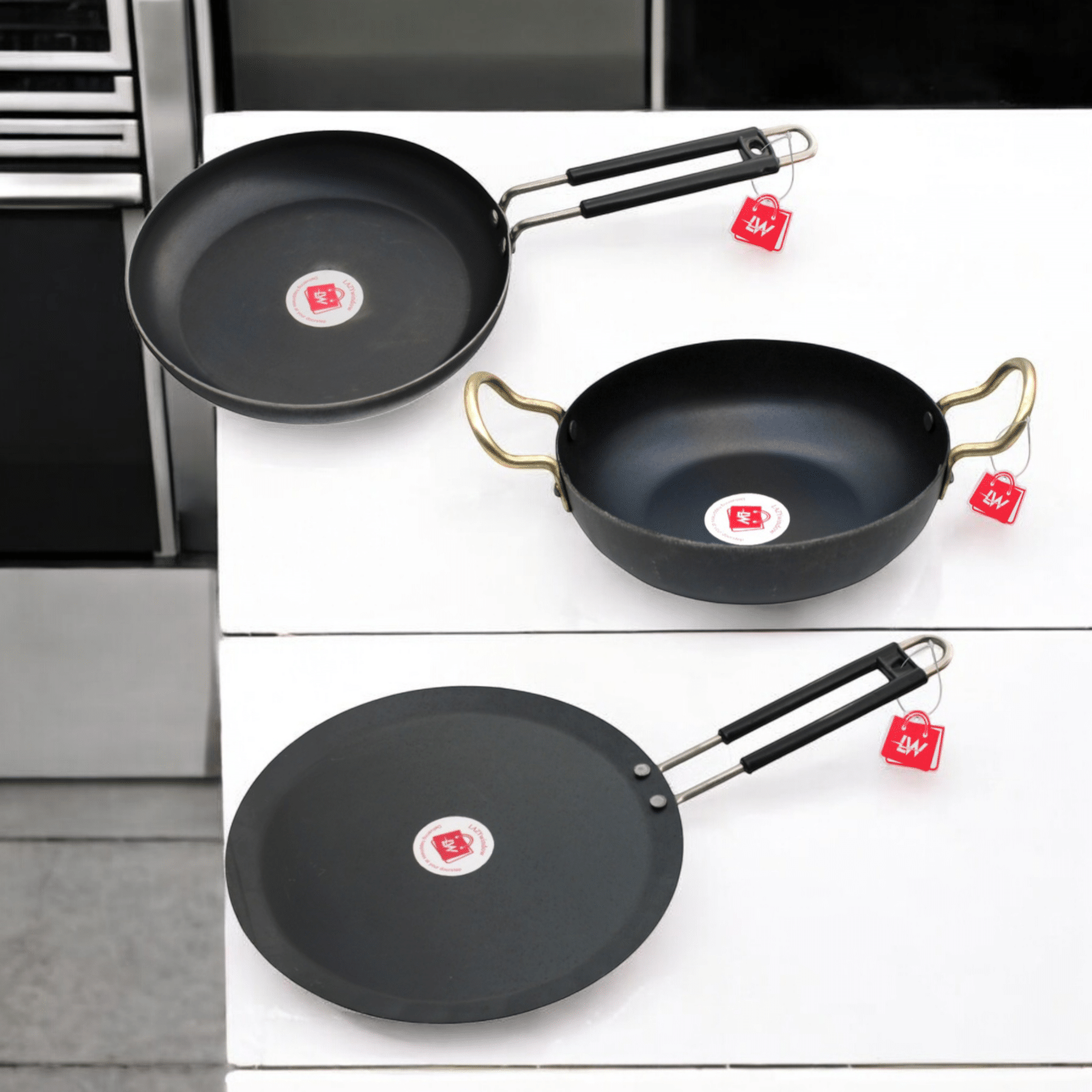     			LAZYWINDOW Non Coated Iron Pan Induction Bottom without Lid mm Thickness 14 cm Diameter 0.9 Ltr