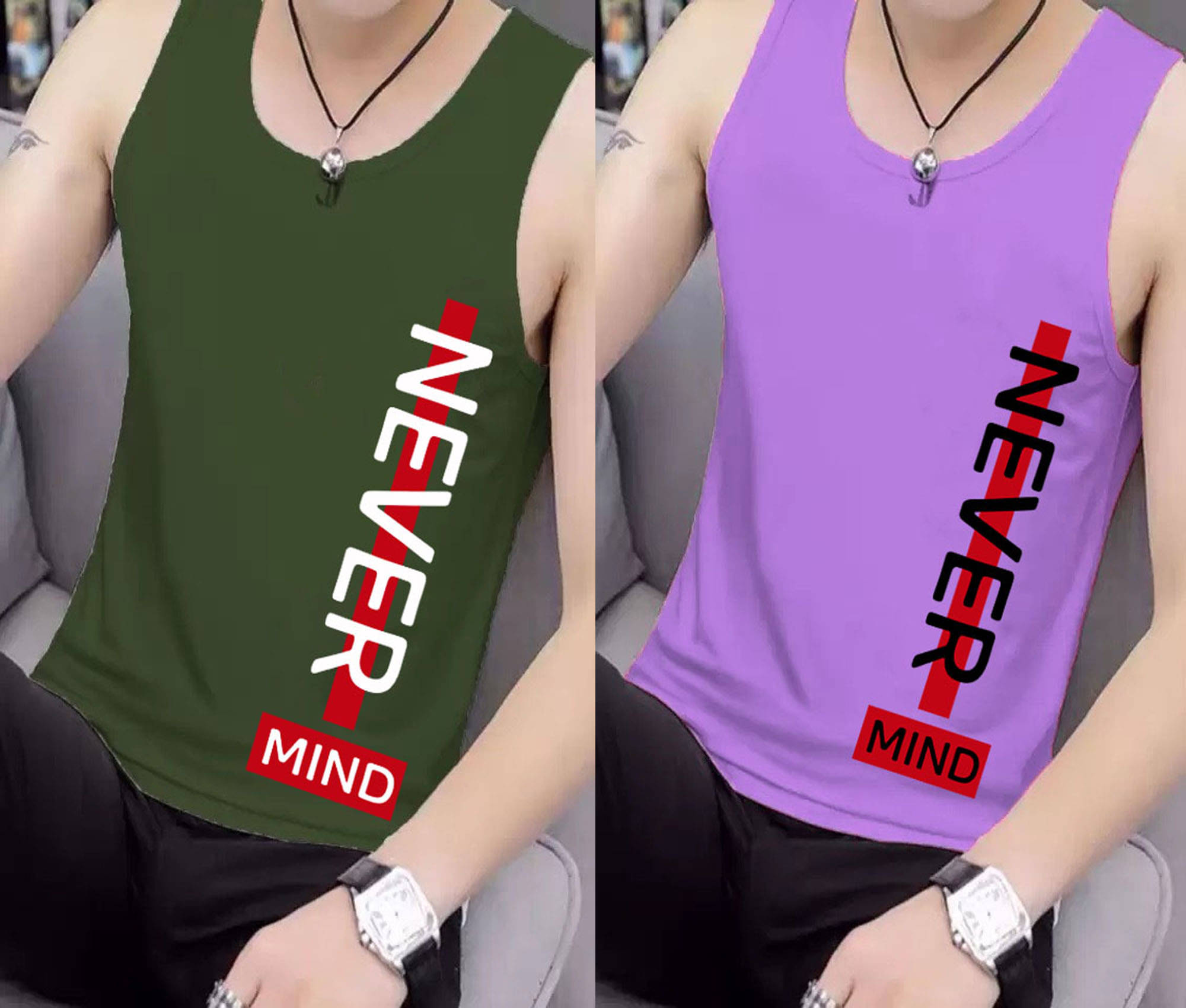 Lecowar Pack of 2 Polyester Basic Vest For Men ( Multicolor4 ) Lecowar Pack of 2 Polyester Basic Vest For Men ( Multicolor4 )