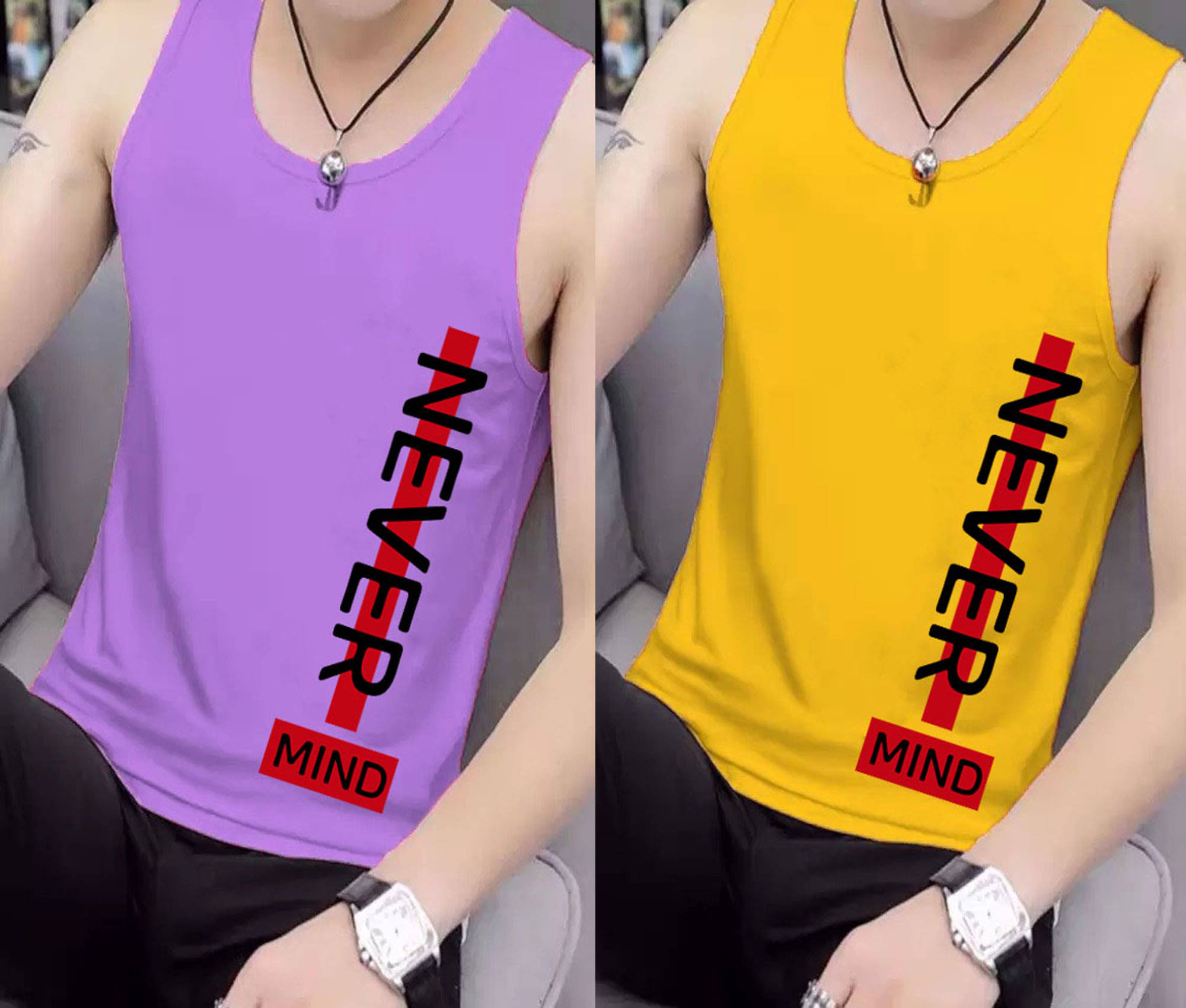     			Lecowar Pack of 2 Polyester Basic Vest For Men ( Multicolor9 )