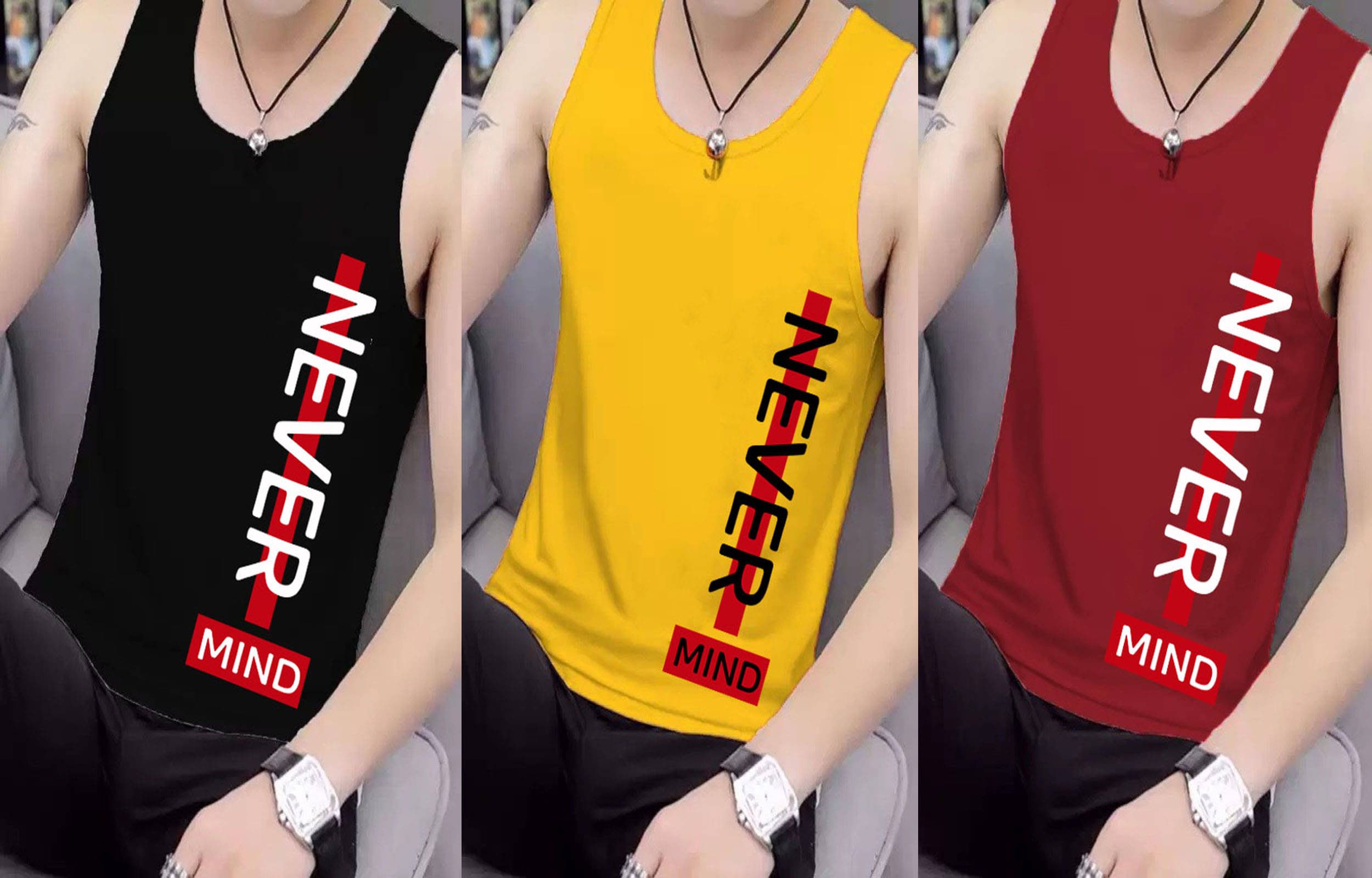 Lecowar Pack of 3 Polyester Basic Vest For Men ( Multicolor15 ) Lecowar Pack of 3 Polyester Basic Vest For Men ( Multicolor15 )
