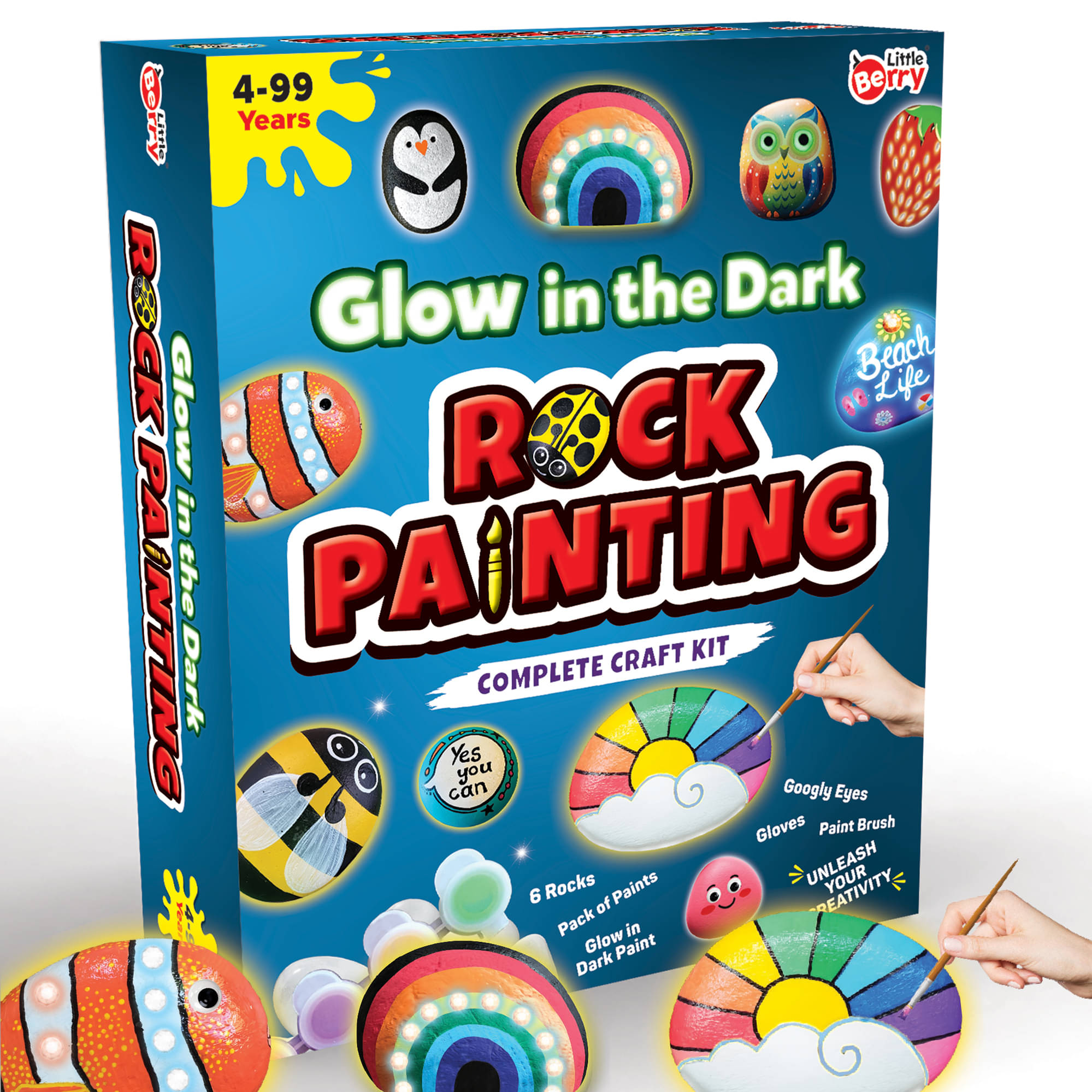 Little Berry Rock Painting Kit - Glow in the Dark Art & Craft Activity Set for Girls & Boys | DIY Art & Craft Kits & Supplies | Includes 6 Reusable Rocks | Gift for Kids Age 4-12 Years - Activity Kit Little Berry Rock Painting Kit - Glow in the Dark Art & Craft Activity Set for Girls & Boys | DIY Art & Craft Kits & Supplies | Includes 6 Reusable Rocks | Gift for Kids Age 4-12 Years - Activity Kit