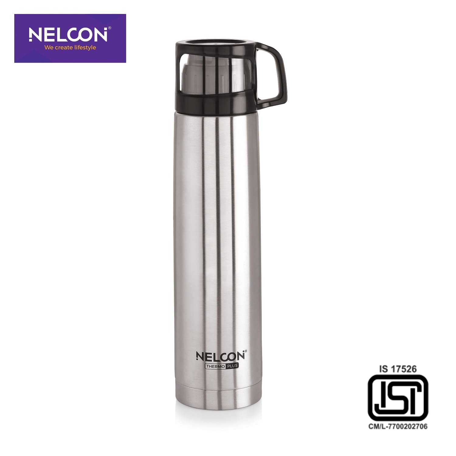    			Nelcon 1000ML CLASSY FLASK Silver Stainless Steel Fridge Water Bottle 1000 mL ( Set of 1 )