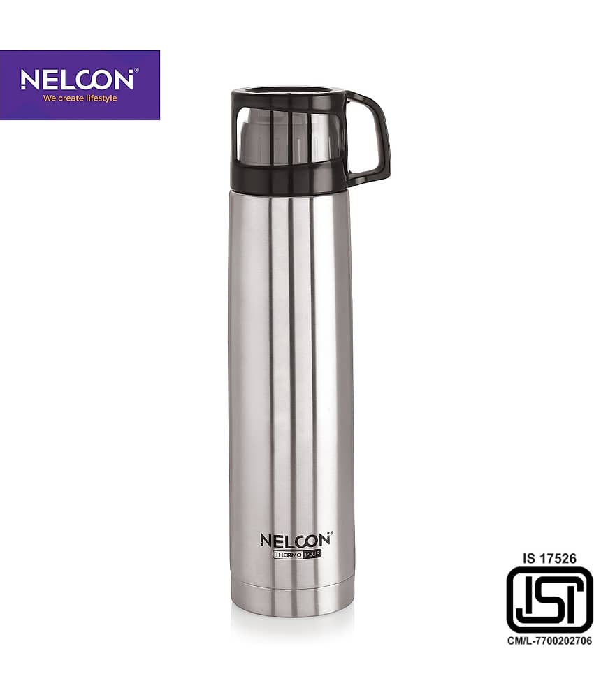 Nelcon 1000ML CLASSY FLASK Silver Stainless Steel Fridge Water Bottle 1000 mL ( Set of 1 )