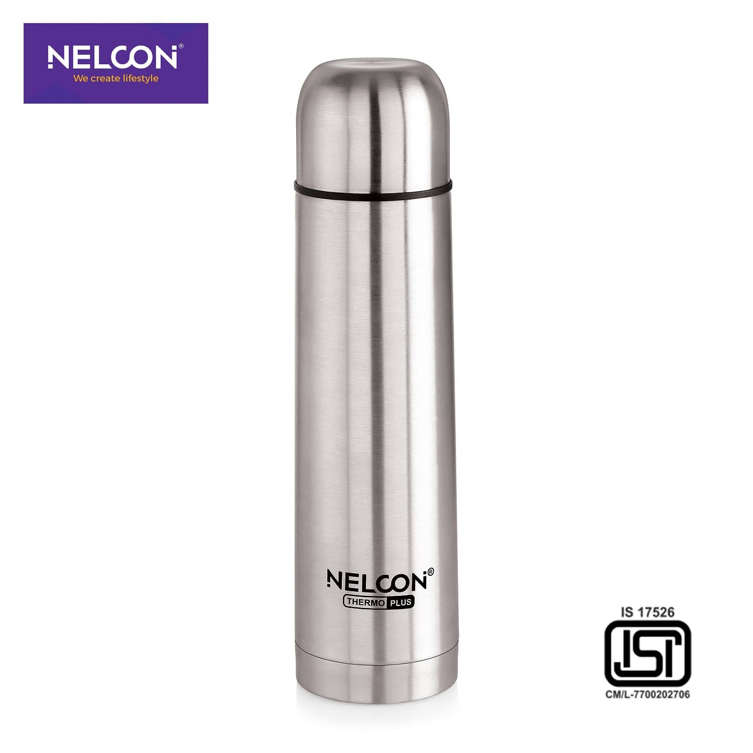 Nelcon 500ML Starlit Silver Stainless Steel Water Bottle 500 mL ( Set of 1 )