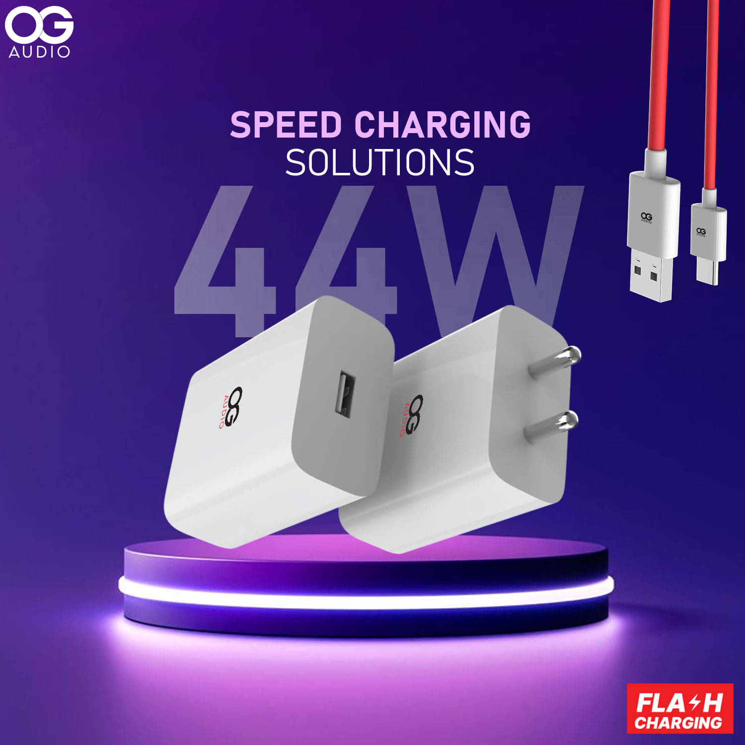     			44W Fast Charger Adapter & USB-A to Type C Cable Combo, Compatible with OnePlus, Realme, Xiaomi, Redmi, Oppo, Vivo & Other Smartphones, Type C Charger Supports Dash, Warp, Vooc,SuperVooc
