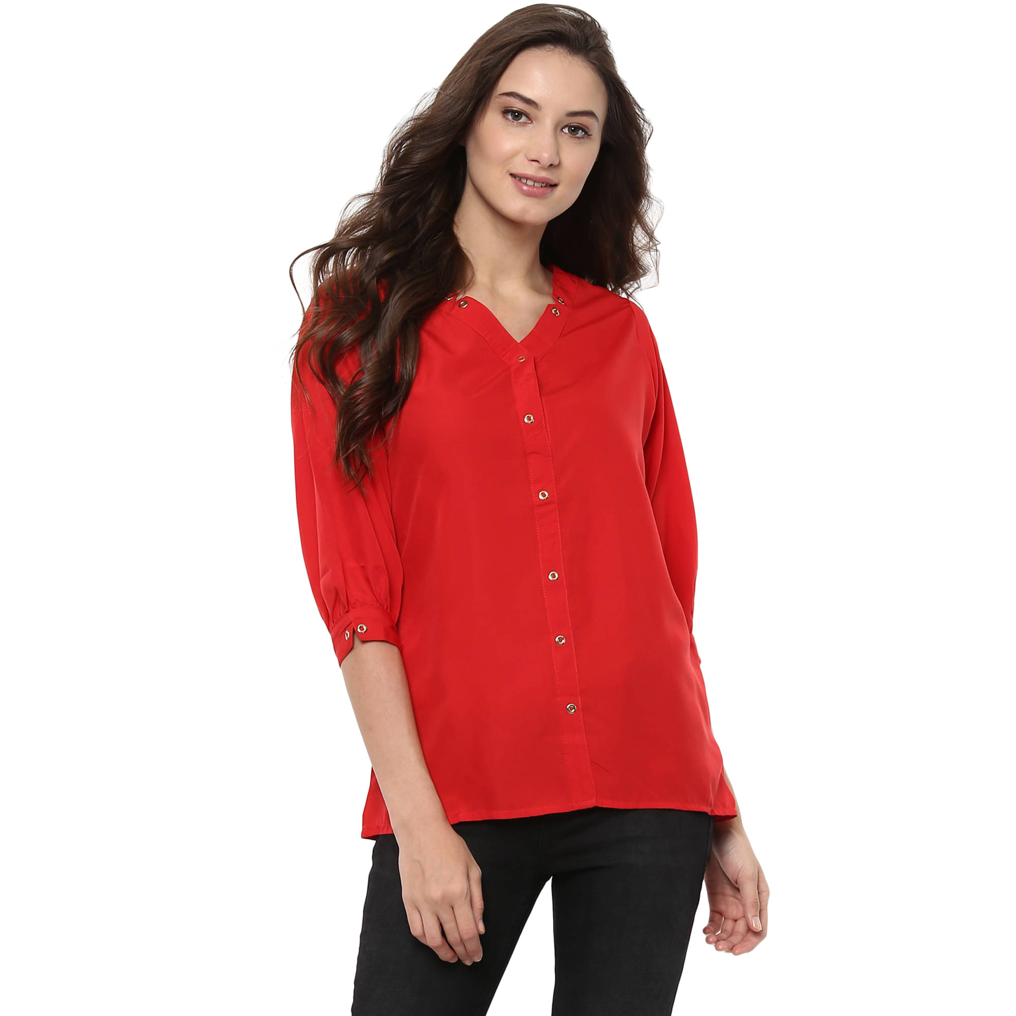 Pannkh Women's Polyester A-Line Top ( Red ) Pannkh Women's Polyester A-Line Top ( Red )