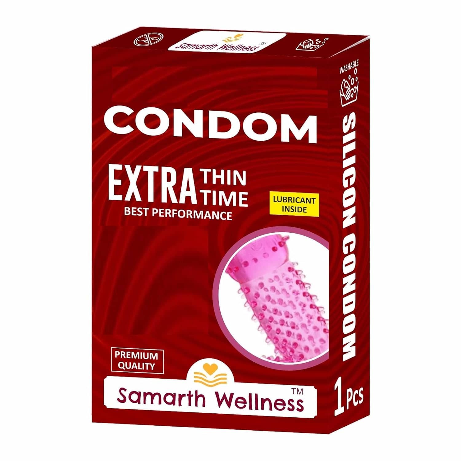 Reusable & Washable Crystal Dotted Condom for Men -1Pc