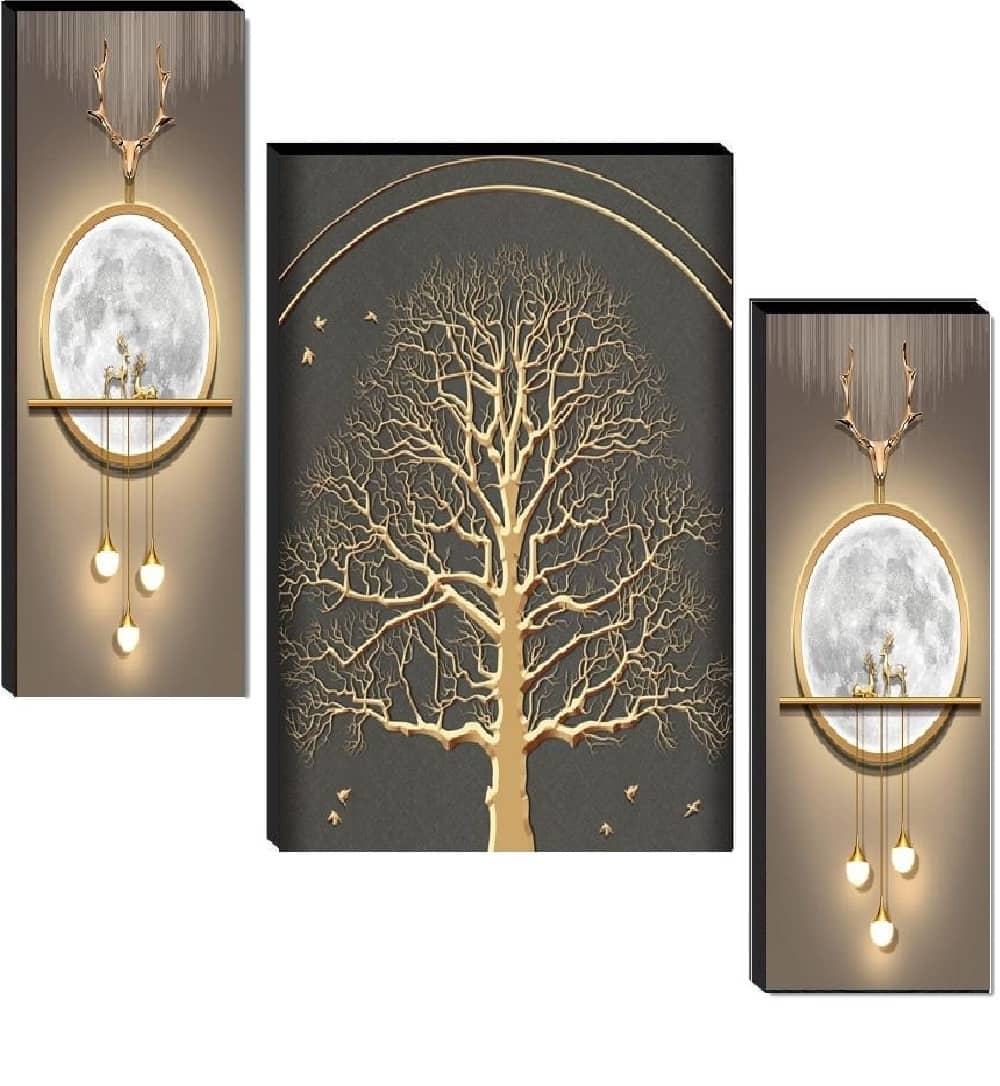SNDArt Set of 3 Floral Wall Paintings For Home Decor Gift Items 12x 18 inch