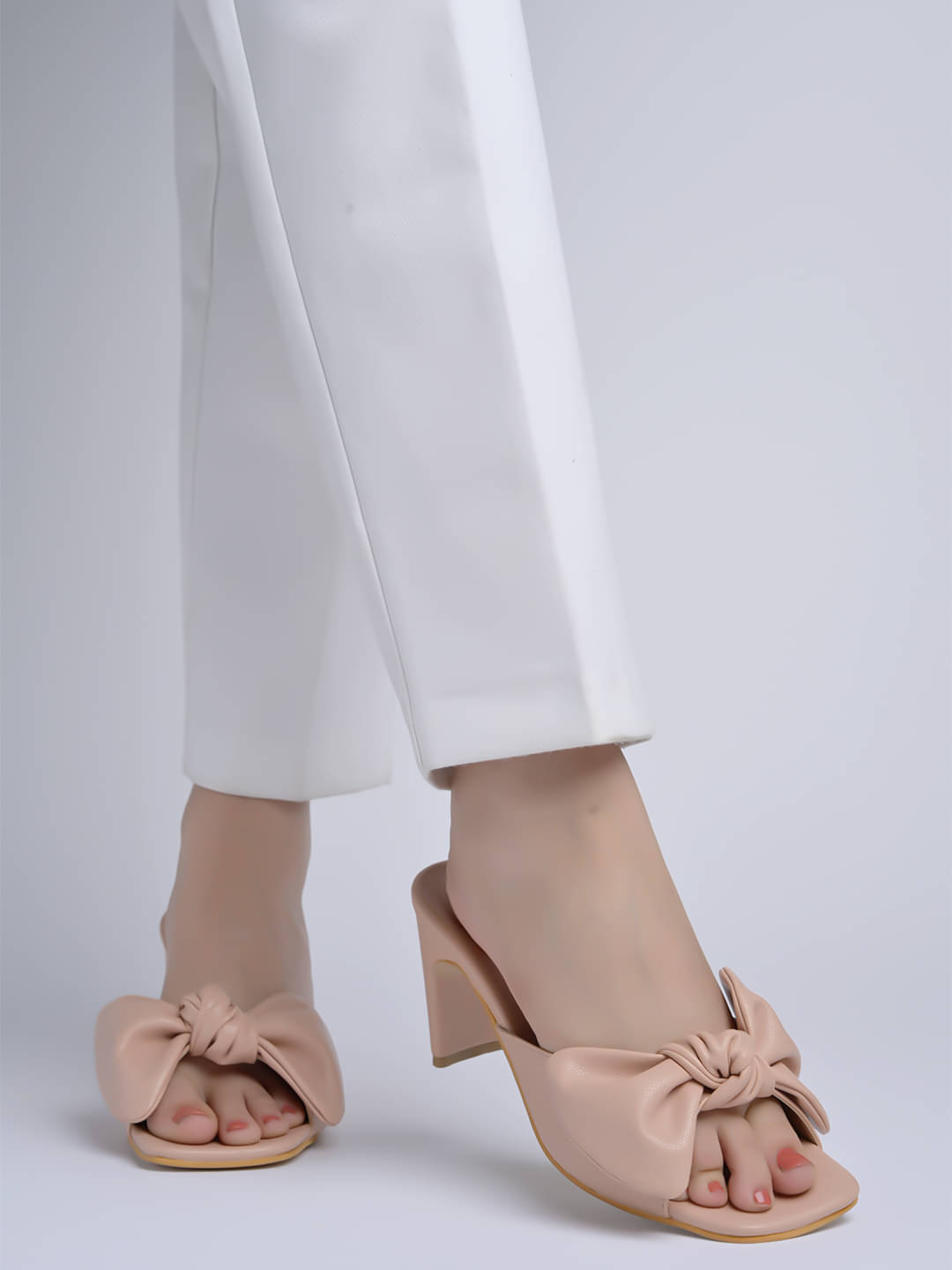     			Shoetopia Peach Women's Slip On Heels