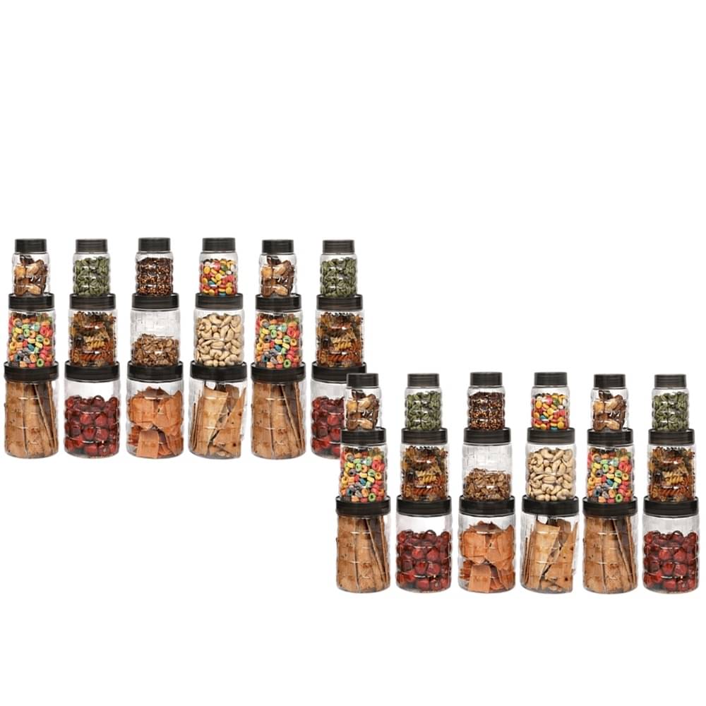     			Stysol 24 Jar Container  Plastic Black Food Container ( Set of 24 )