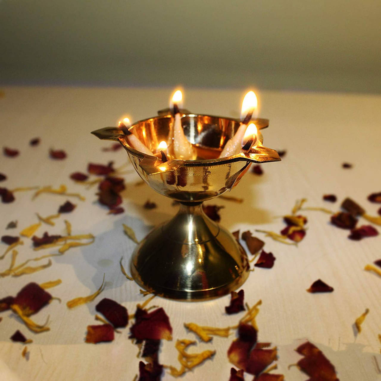     			T-KA108 Panch Mukhi Star Deep, Deepam, Aarti Diya, Deepam ( 2.5 inches )