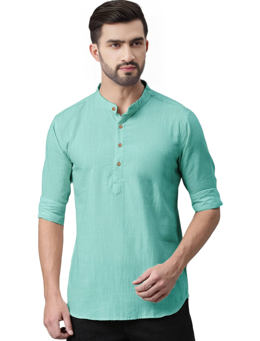     			Trendi Vastra Silver Cotton Blend Men's Shirt Style Kurta ( Pack of 1 )
